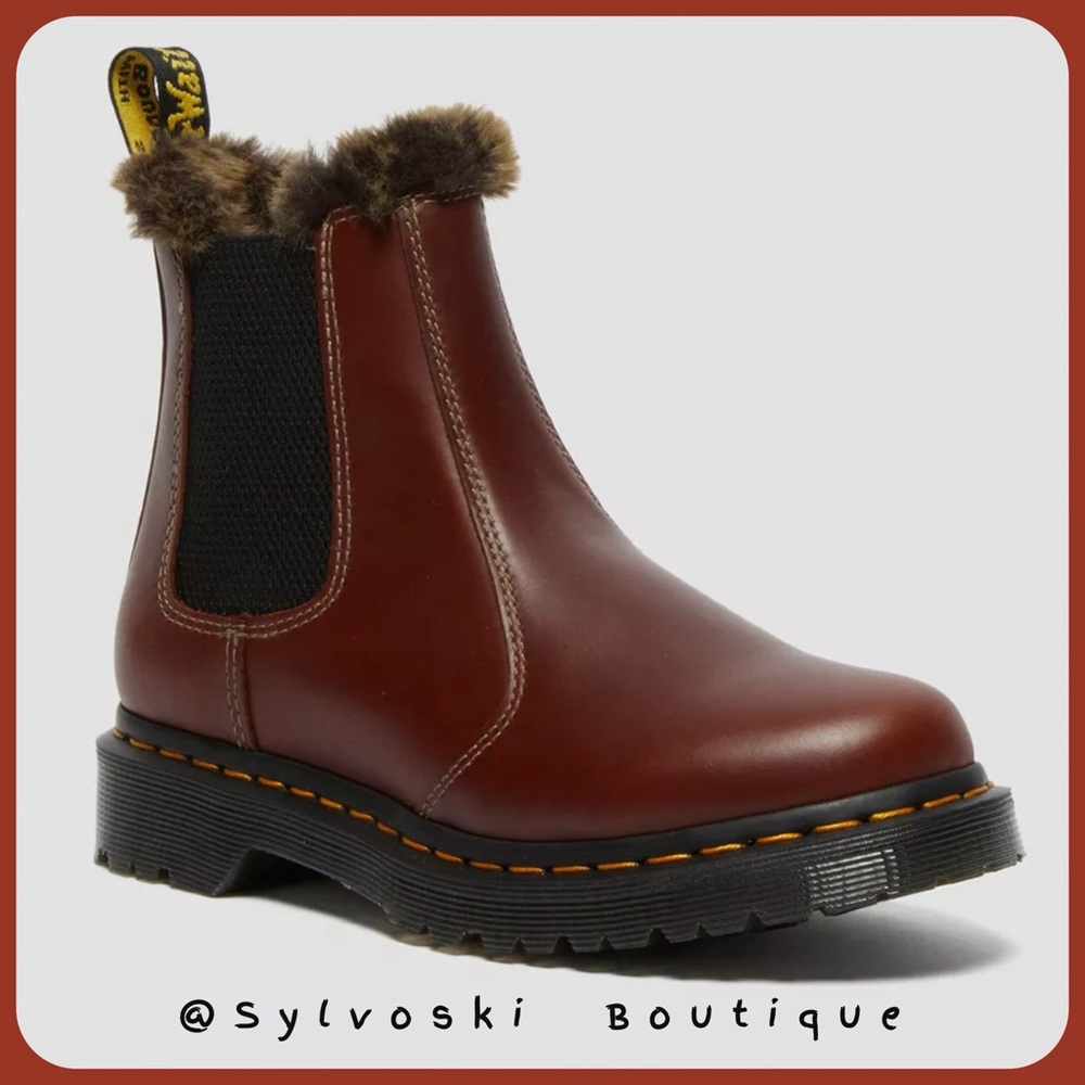 🔥DR MARTENS 2976 LEONORE FAUX FUR LINED CHELSEA BOOTS NWT - Picture 7 of 16